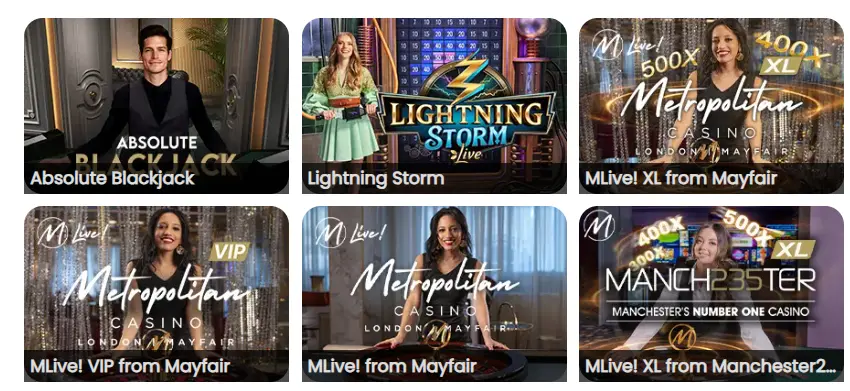 Games at Mr Play Live Casino